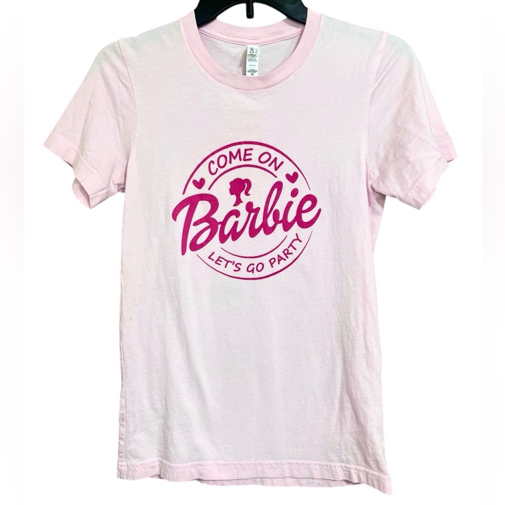 Come On Barbie Let's Go Party Pink T-Shirt Short Sleeve Size XS NWOT